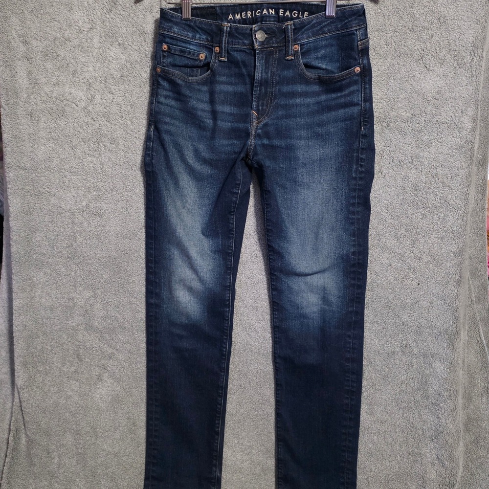 American Eagle Airflex+ Skinny Jeans Dark Wash Denim 29x32 Mens Womens